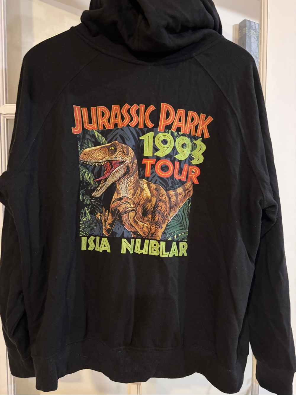 Jurassic Park Dinosaur Black 1993 Isla Nublar Tour Hoodie Jacket 1X Full Zip